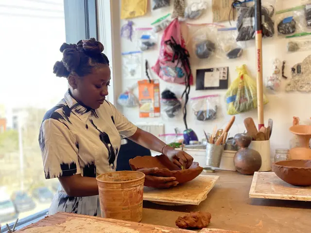 Pew Fellow Adebunmi Gbadebo works in her studio at The Clay Studio.