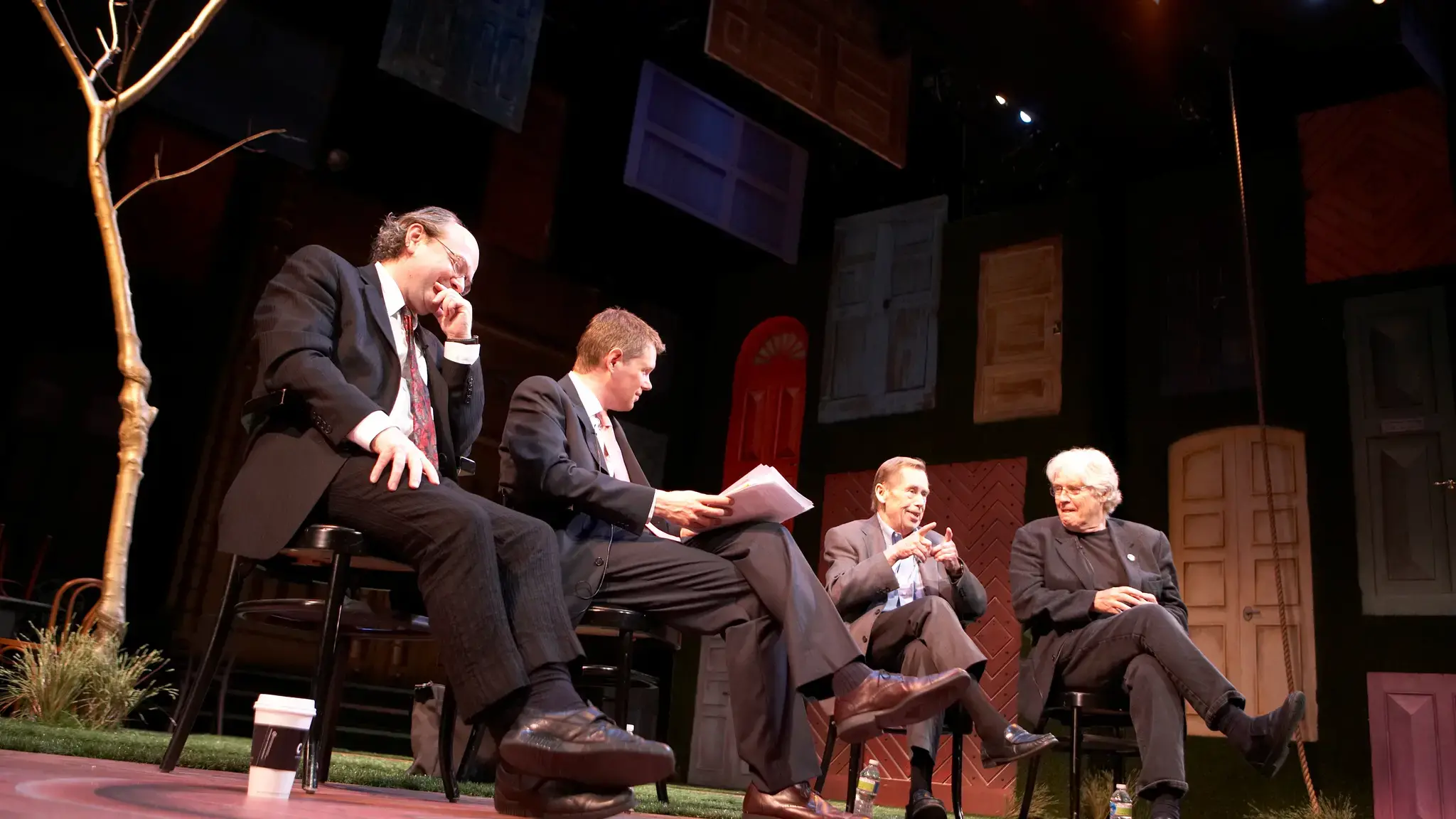 From left to right: Jiri Zizka, Tom Sellar, Václav Havel, and Paul Wilson at The Wilma Theater in Philadelphia, May 26, 2010. Photo by Karl Seifert.