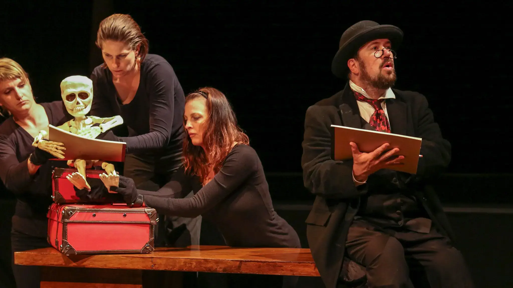 Rehearsal photo of Aaron Cromie and Mary Tuomanen&#39;s The Body Lautrec. Photo by Richard Termine Photography.