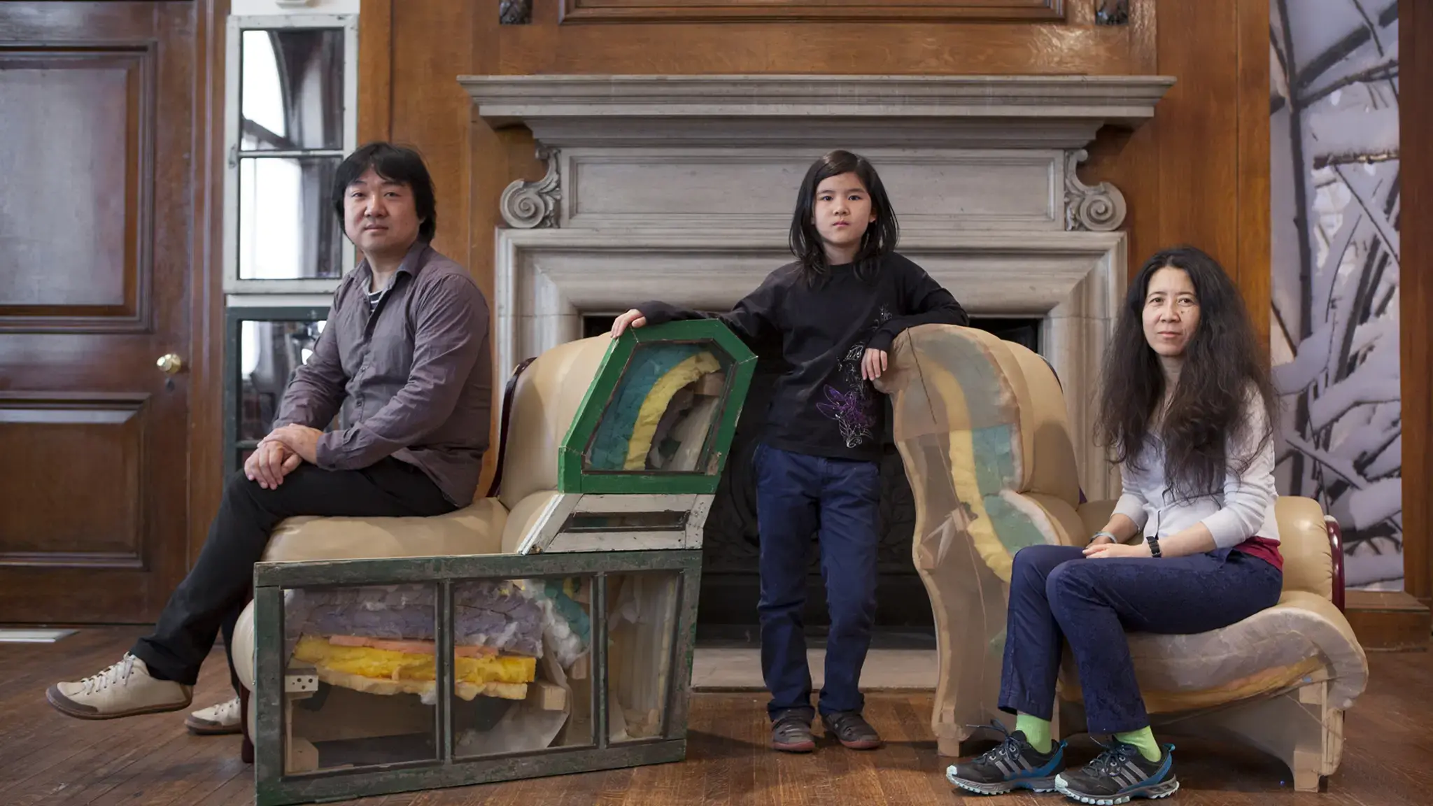 Left to right: Song Dong, Song ErRui, and Yin Xiuzhen. Image courtesy of the Philadelphia Art Alliance.