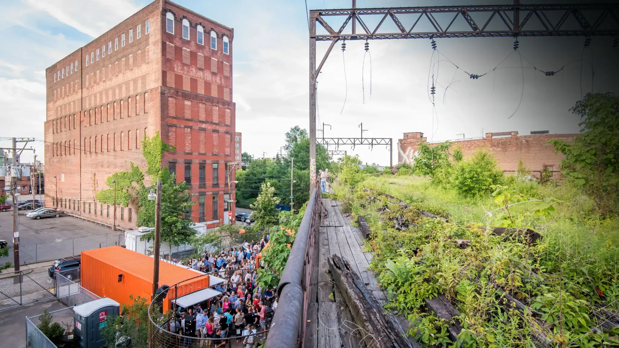 An overhead view of the PHS Pop Up Garden at the Viaduct Rail Park. Photo by Rob Cardillo.