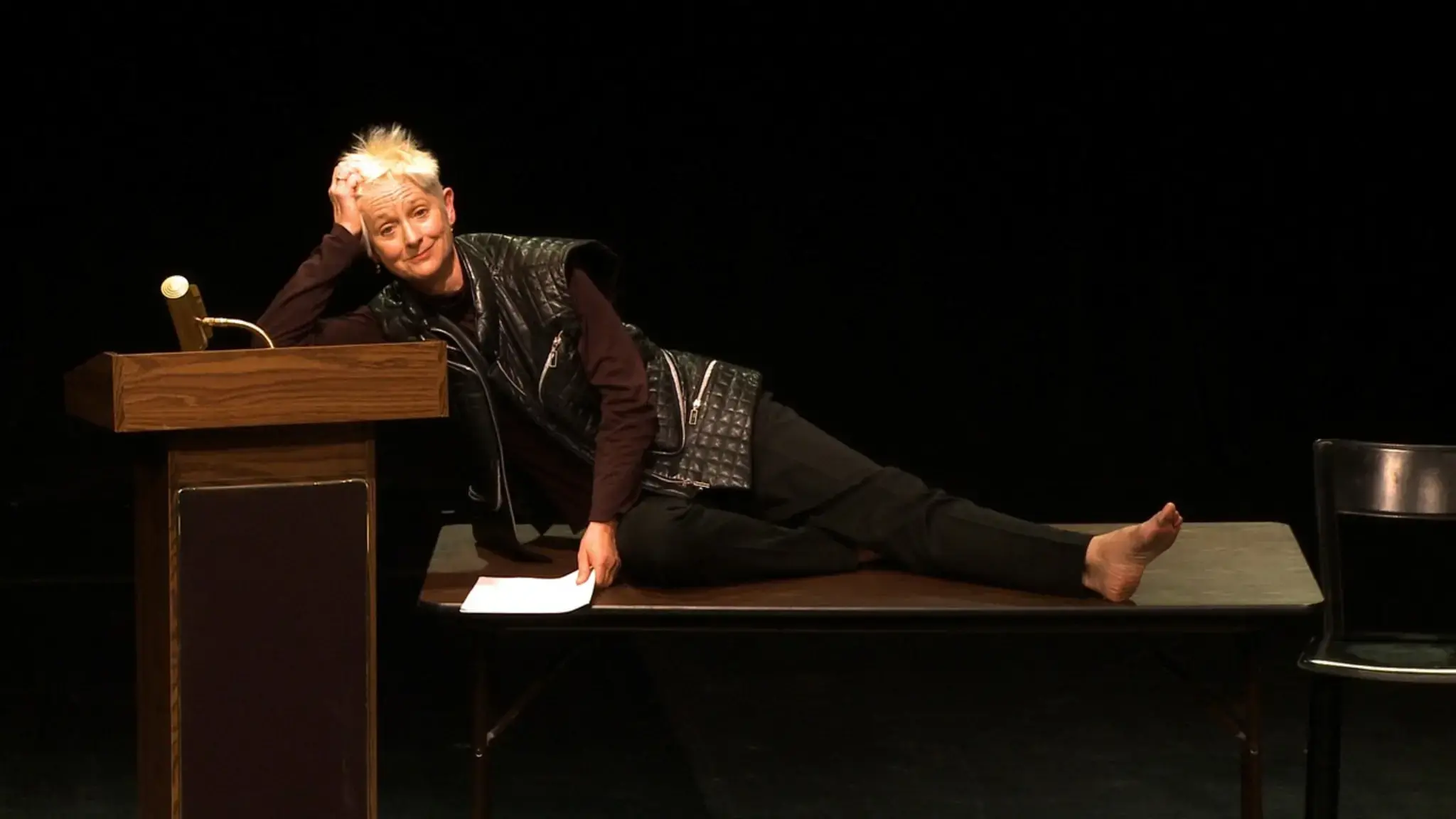 Susan Foster. Photo from the &quot;Susan Foster! Susan Foster! Three Performed Lectures&quot; danceworkbook.