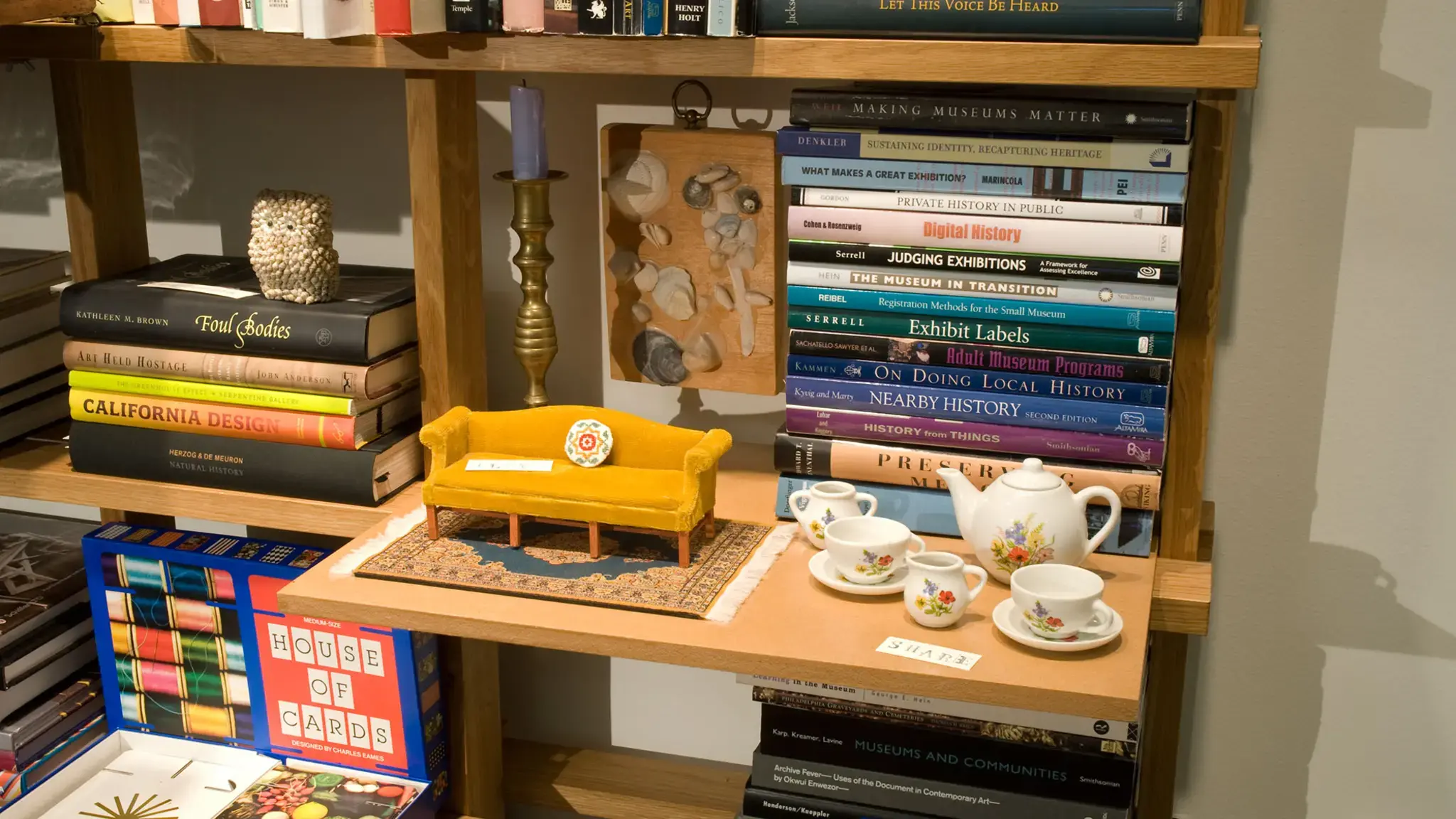 Detail from The Temple of Knowledge and Beauty, a Shelf Life&nbsp;display by Laura C. Keim at The Pew Center for Arts &amp; Heritage. Photo by Jeffrey Stockbridge.