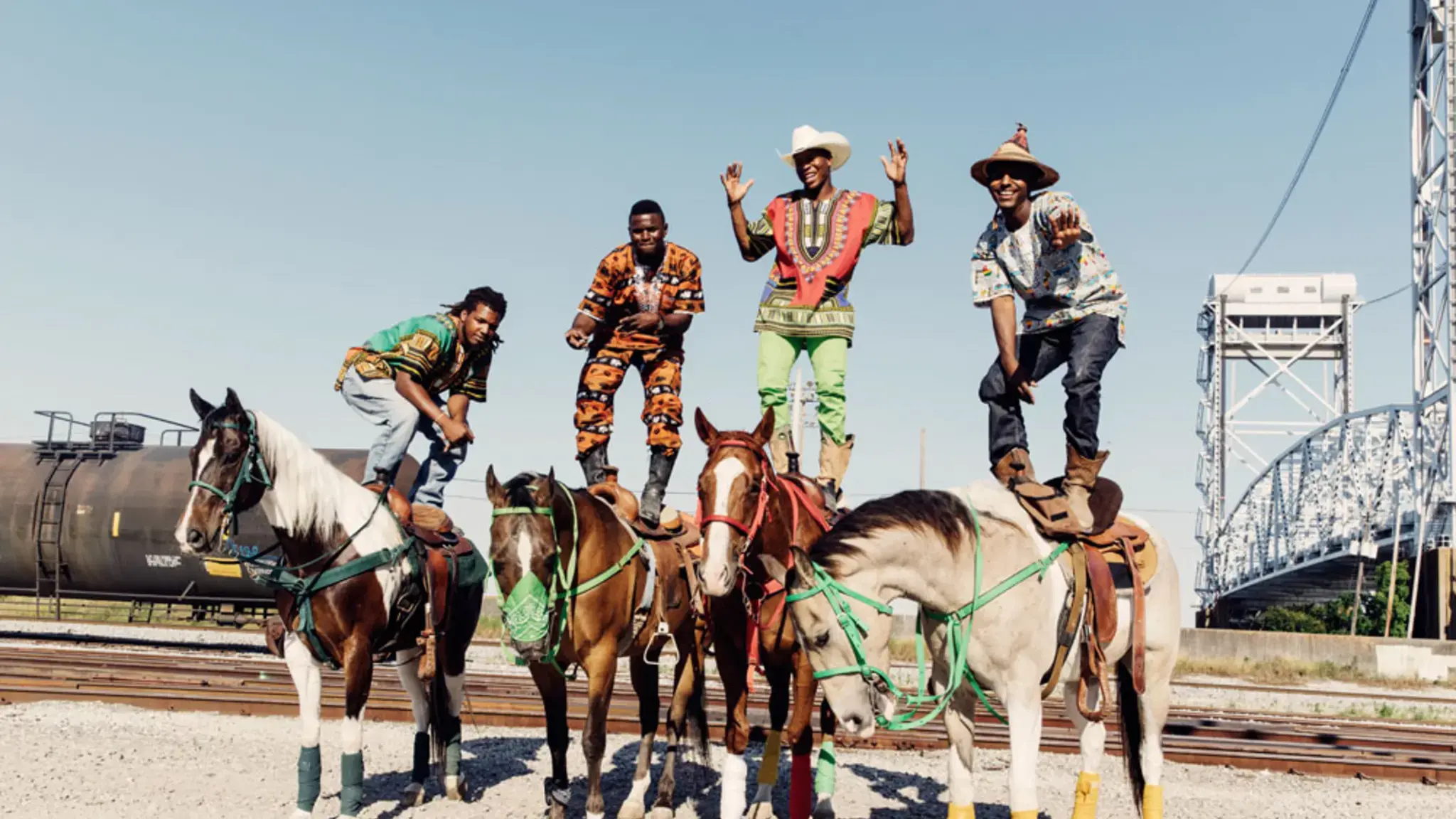 Rally Under the Bridge, a 3-hour rally directed by Claire Tancons and Delaney Martin for New Orleans Airlift, New Orleans, April 5, 2014. Featured: 504 Boyz Horse Riding Club. Courtesy of New Orleans Airlift.