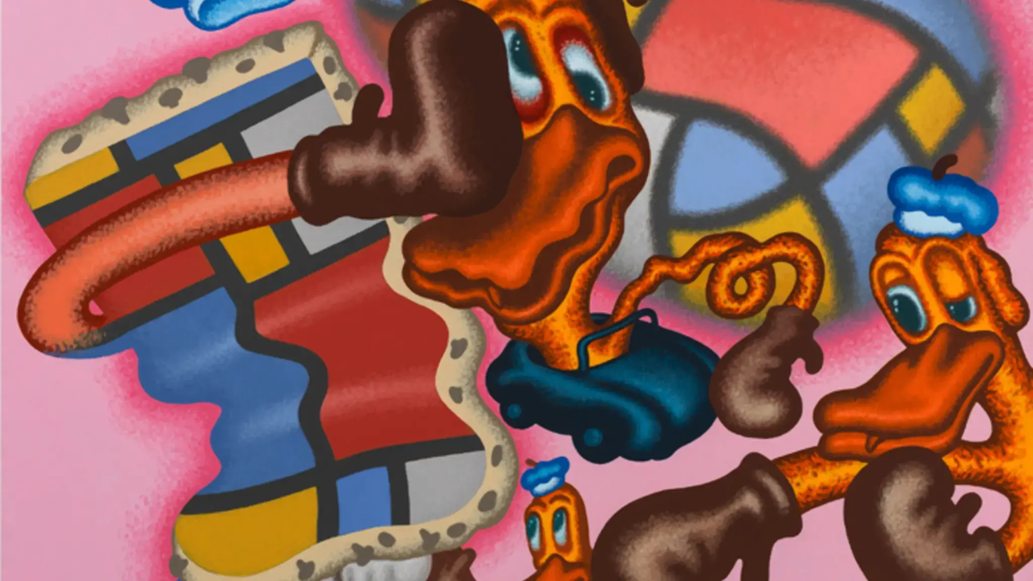 Peter Saul, Mondrian Duck, 60&rdquo; by 72&rdquo;, acrylic/canvas, 2015. &copy; Peter Saul. Courtesy of Mary Boone Gallery, New York.&lt;br /&gt;&nbsp;