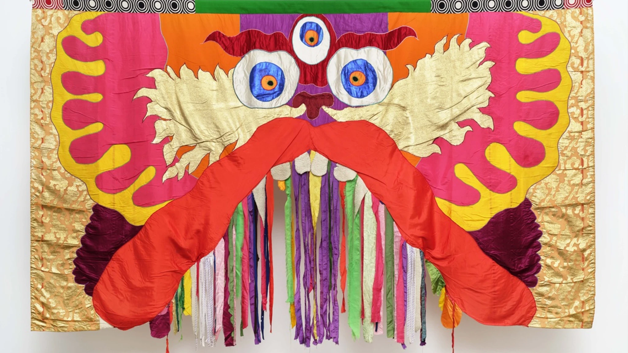 Moki Cherry, Title Unknown (Dragon), 1975; textile appliqué tapestry (silk, cotton, mixed fabrics). Photo courtesy of: Anders Sune Berg, Galleri Nicolai Wallner.