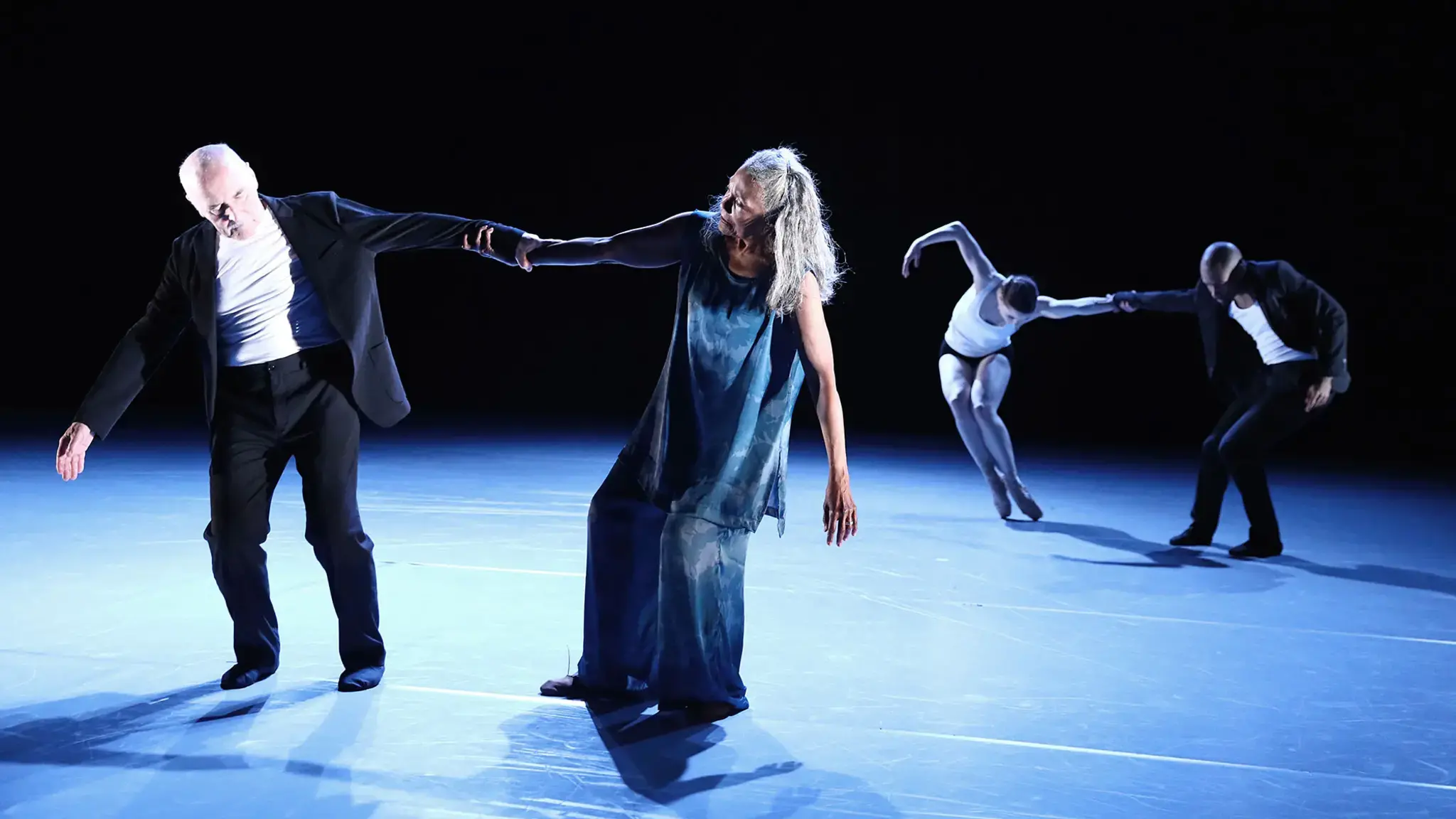 Hellmut Gottschild, Brenda Dixon Gottschild, Chloe Perkes, and Gary W. Jeter II in Nicolo Fonte&rsquo;s Beautiful Decay, 2017. Photo by Bill Hebert, courtesy of BalletX.