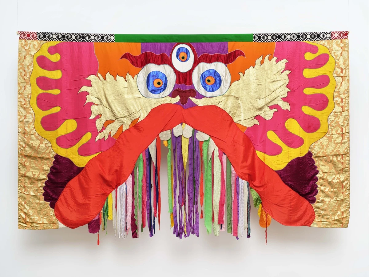 Moki Cherry, Title Unknown (Dragon), 1975; textile appliqué tapestry (silk, cotton, mixed fabrics). Photo courtesy of: Anders Sune Berg, Galleri Nicolai Wallner.