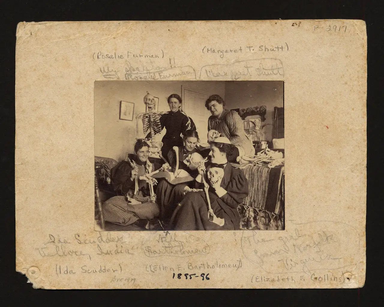 Woman&#39;s Medical College of Pennsylvania students with skeletons, circa 1895. Courtesy of Drexel University College of Medicine Legacy Center Archives and Special Collections, Woman&#39;s Medical College of Pennsylvania Photograph Collection.