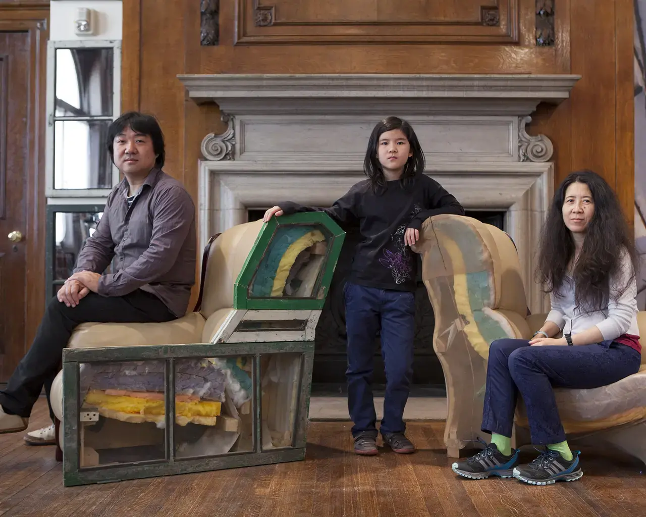 Left to right: Song Dong, Song ErRui, and Yin Xiuzhen. Image courtesy of the Philadelphia Art Alliance.