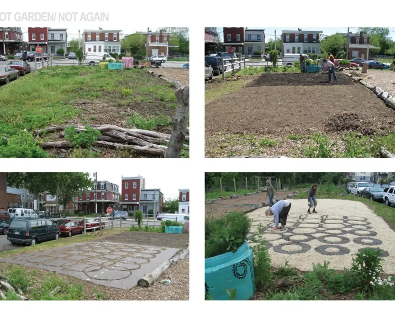 Karen M&#39;Closkey and Keith VanDerSys, Not Garden, 2009. Geotextile, grass seed, gravel, 400 square feet. Part of the Incremental Infrastructure series. Photo courtesy of the artists.