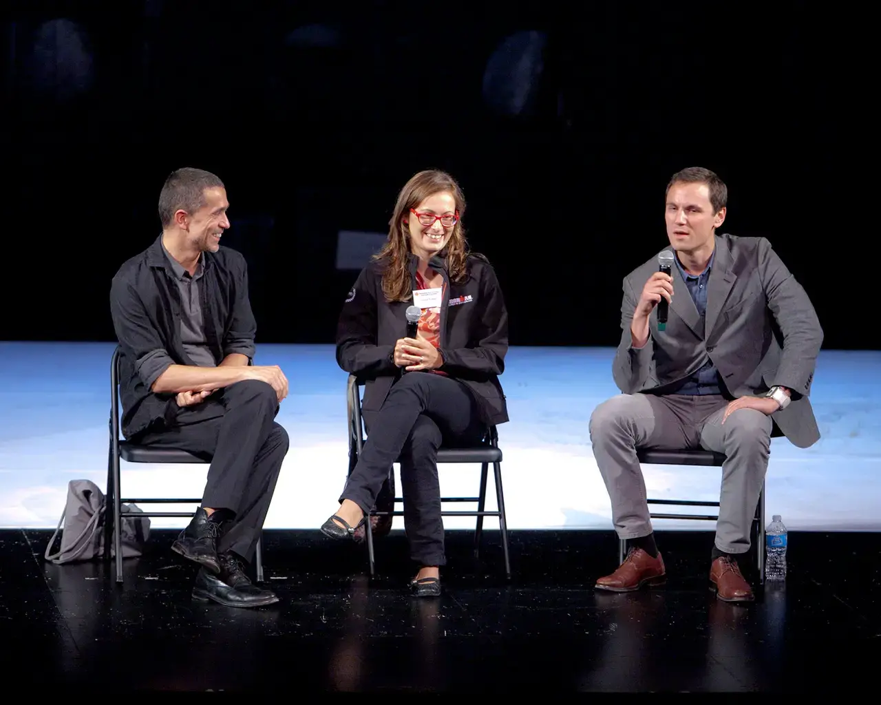 Audience talkback with Romeo Castellucci (far left) after the 2013 FringeArts Festival production of On the Concept of the Face, Regarding the Son of God. Photo by Kevin Monko.