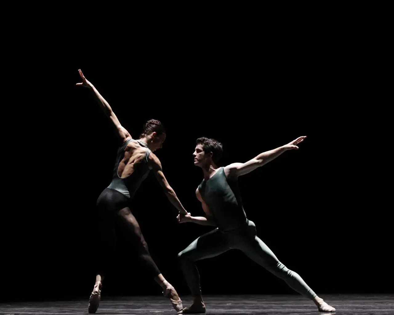 Pennsylvania Ballet principal dancers Amy Aldridge and Ian Hussey performing In The Middle, Somewhat Elevated. Photo by Candice DeTore.