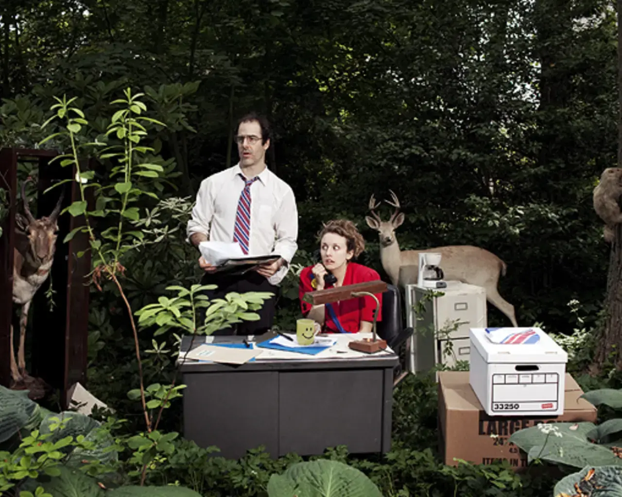 Geoff Sobelle and Charlotte Ford in Flesh and Blood and Fish and Fowl. Photo by Jacques-Jean Tiziou.