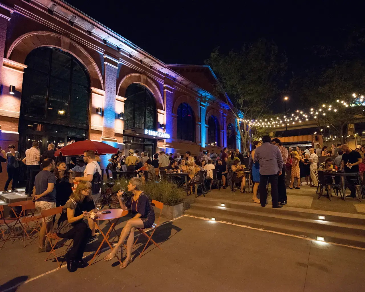 The exterior courtyard of FringeArts, Philadelphia, PA. Photo by Johanna Austin.