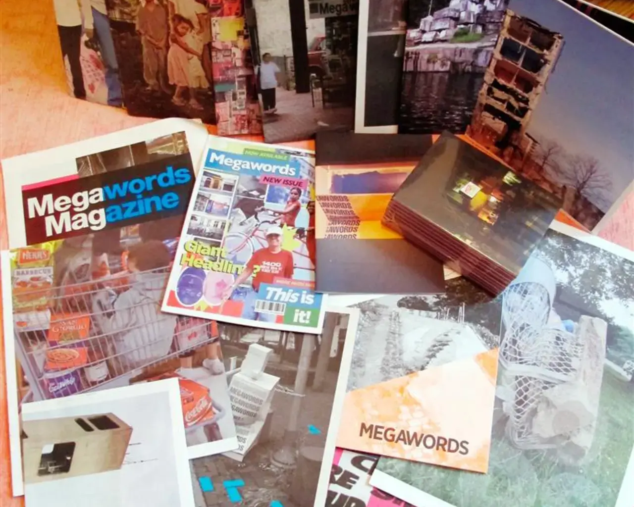 Megawords&nbsp;magazine, issues 1&ndash;17, 2012. Various offset printing methods and paper. Photo courtesy of the artists.