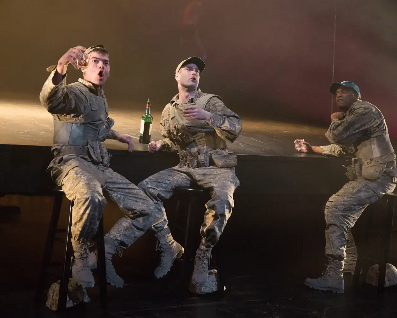 Brian Ratcliffe, Kevin Meehan, and Lindsay Smiling in Don Juan Comes Home from Iraq. Photo by Alexander Iziliaev.