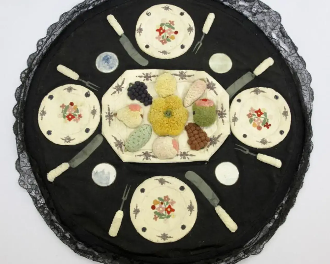 Front of a needlework table setting from the late 1800s. Photo courtesy of the Schwenkfelder Library &amp; Heritage Center in Pennsburg, PA.