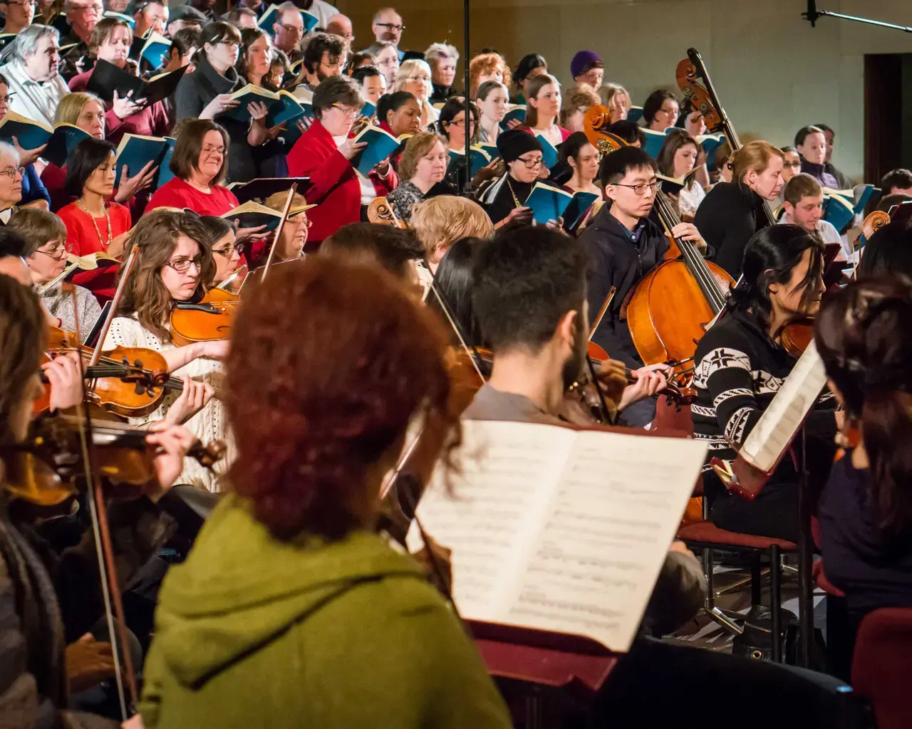 The Mendelssohn Club of Philadelphia in rehearsal for the Bach/Mendelssohn St. Matthew Passion. Photo by Sharon Torello.