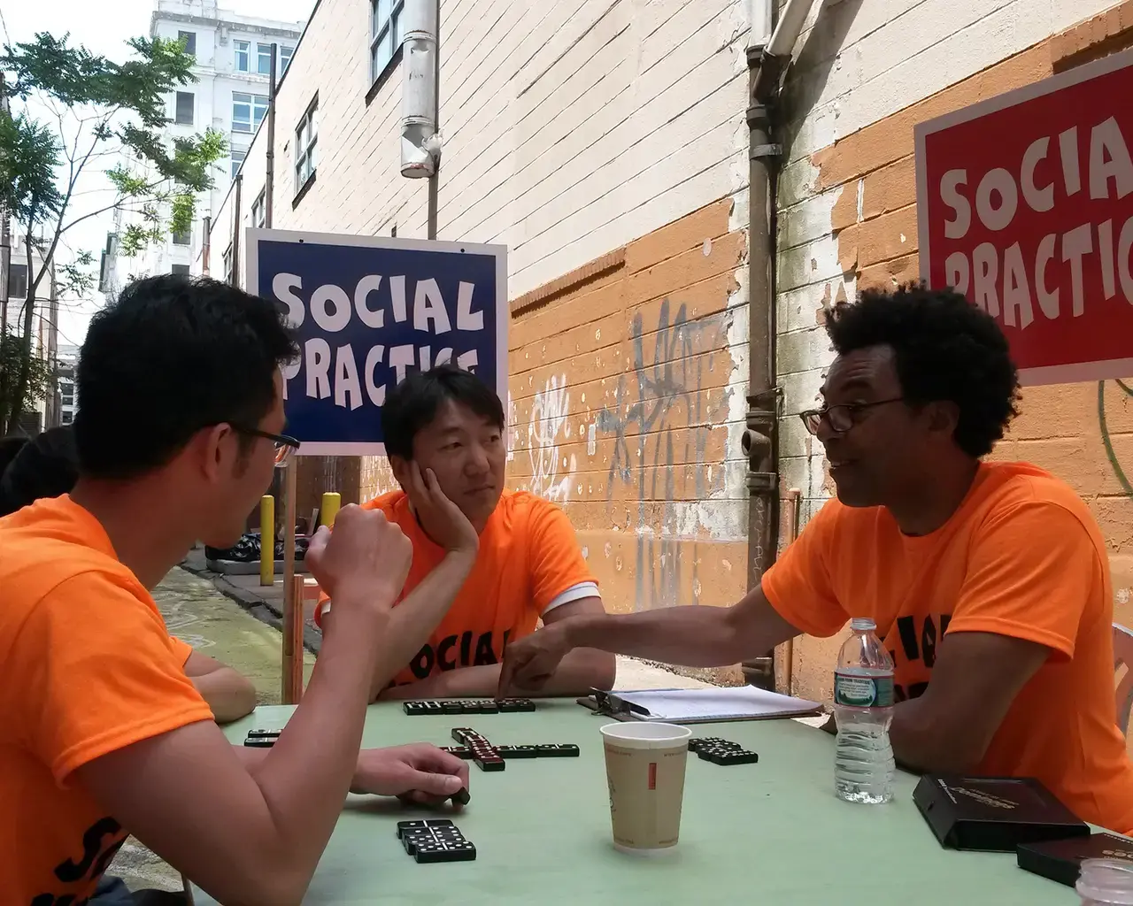 June 21, 2014 clean-up event on Pearl Street, part of Asian Arts Initiative&#39;s Pearl Street, Philadelphia, PA project. Pictured, right: Rick Lowe. Photo by Nancy Chen.