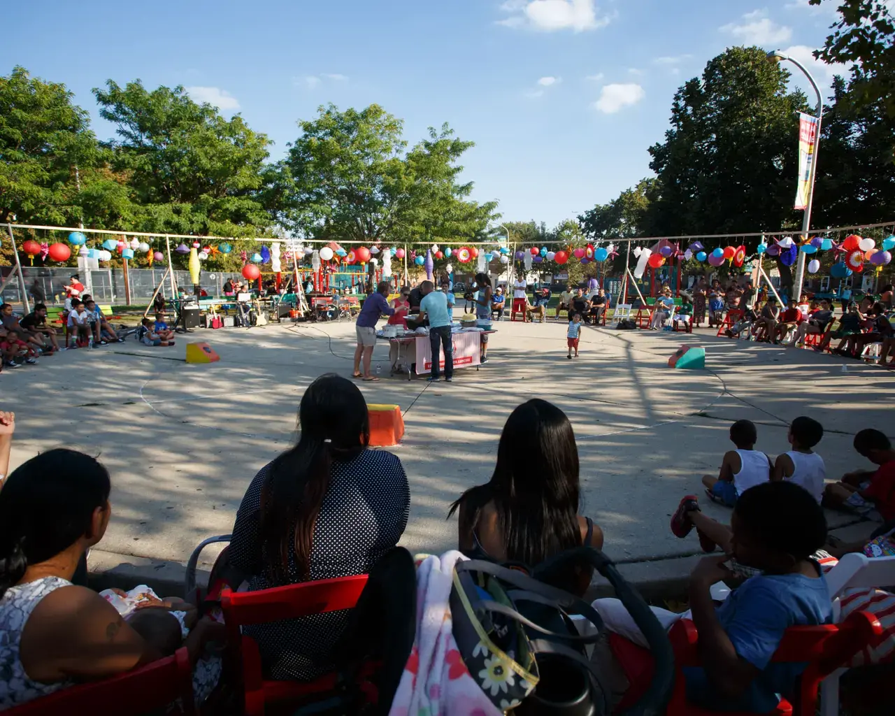 Community members partake in Mifflin Square Alliance Festival in September 2015, part of Mural Art Program&rsquo;s Playgrounds for Useful Knowledge. Photo by Steve Weinik.&nbsp;