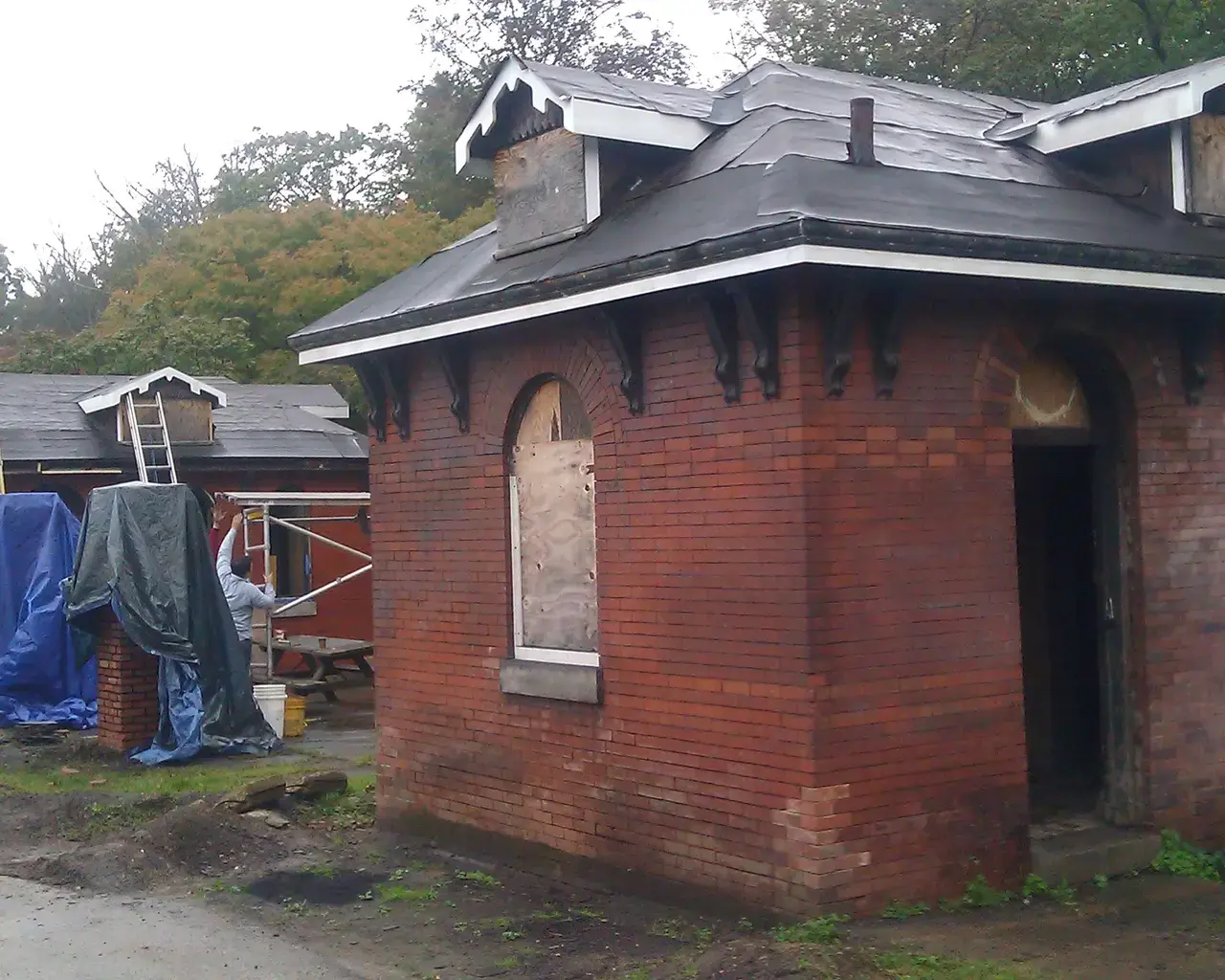Restoration of two of the last remaining structures from Philadelphia&rsquo;s 1876 Centennial Exposition in Fairmount Park. Image courtesy of Shofuso, The Friends of the Japanese House and Garden.