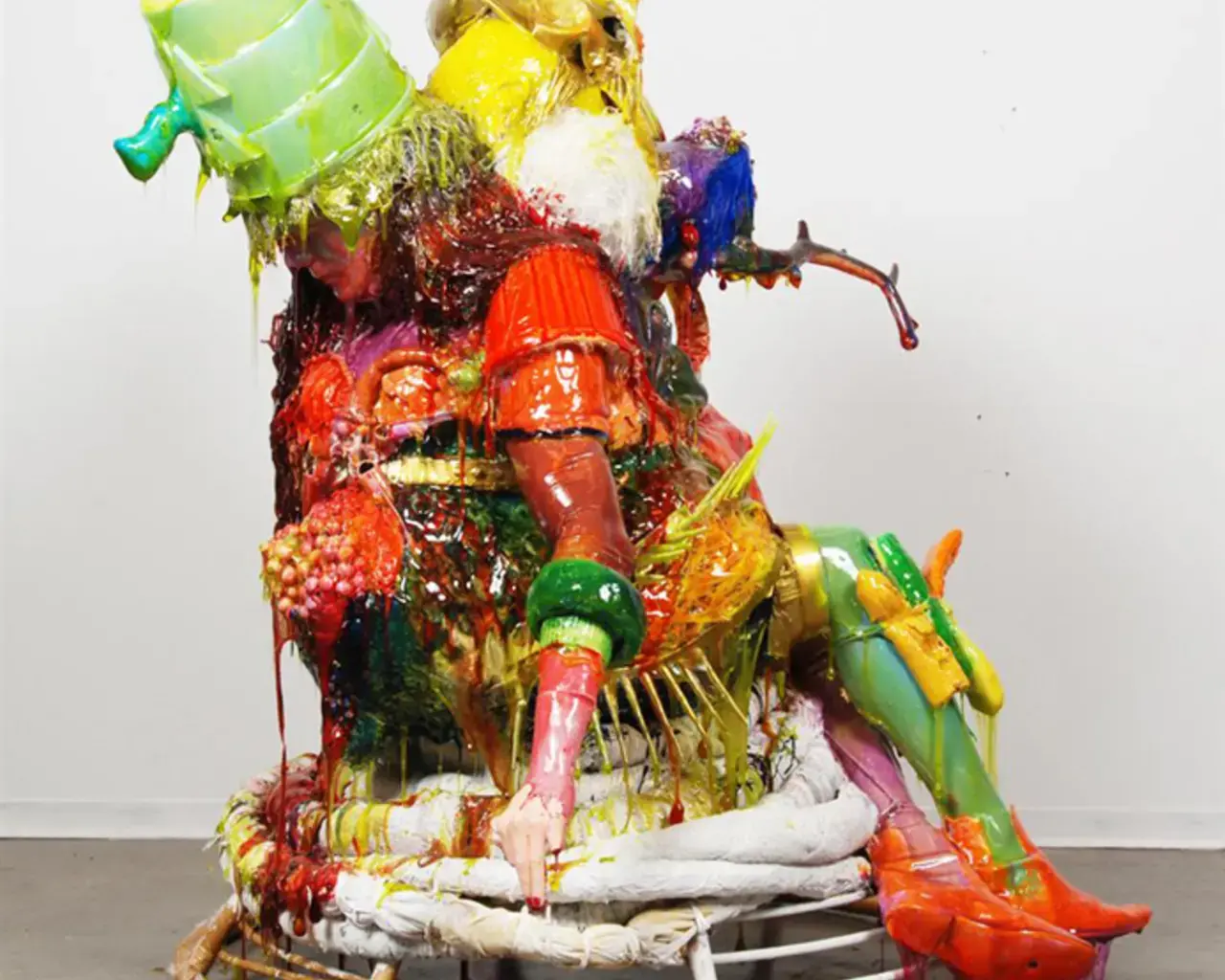 Alex Da Corte, Modern Girl, 2010. Fiberglass cast figure collaged with objects and painted with distilled soda pop, 55 x 68 x 52. Photo courtesy of the artist.