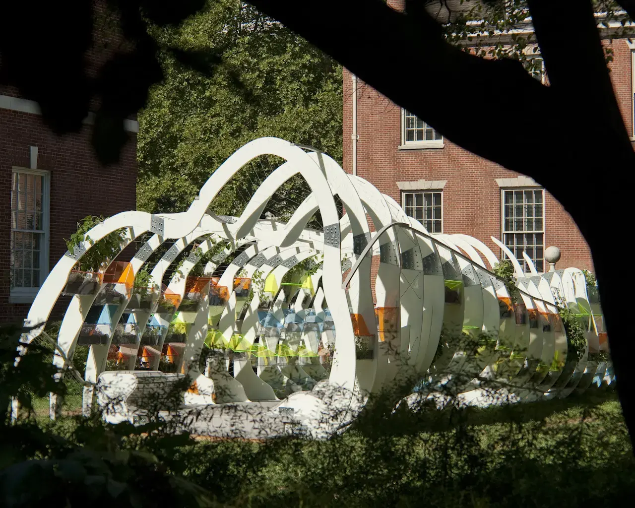 The Greenhouse Projects&nbsp;installation at the American Philosophical Society Museum, designed by architect and 2010 Pew Fellow Jenny Sabin. Photo courtesy of the American Philosophical Society Museum.