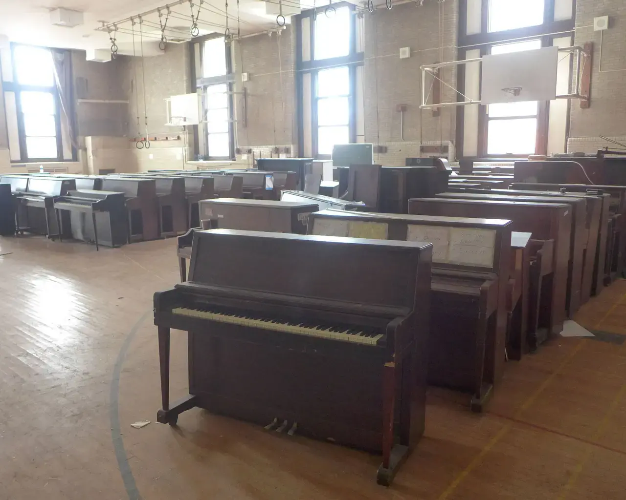 Abandoned pianos once owned by the Philadelphia School District. Photo by Robert Blackson.