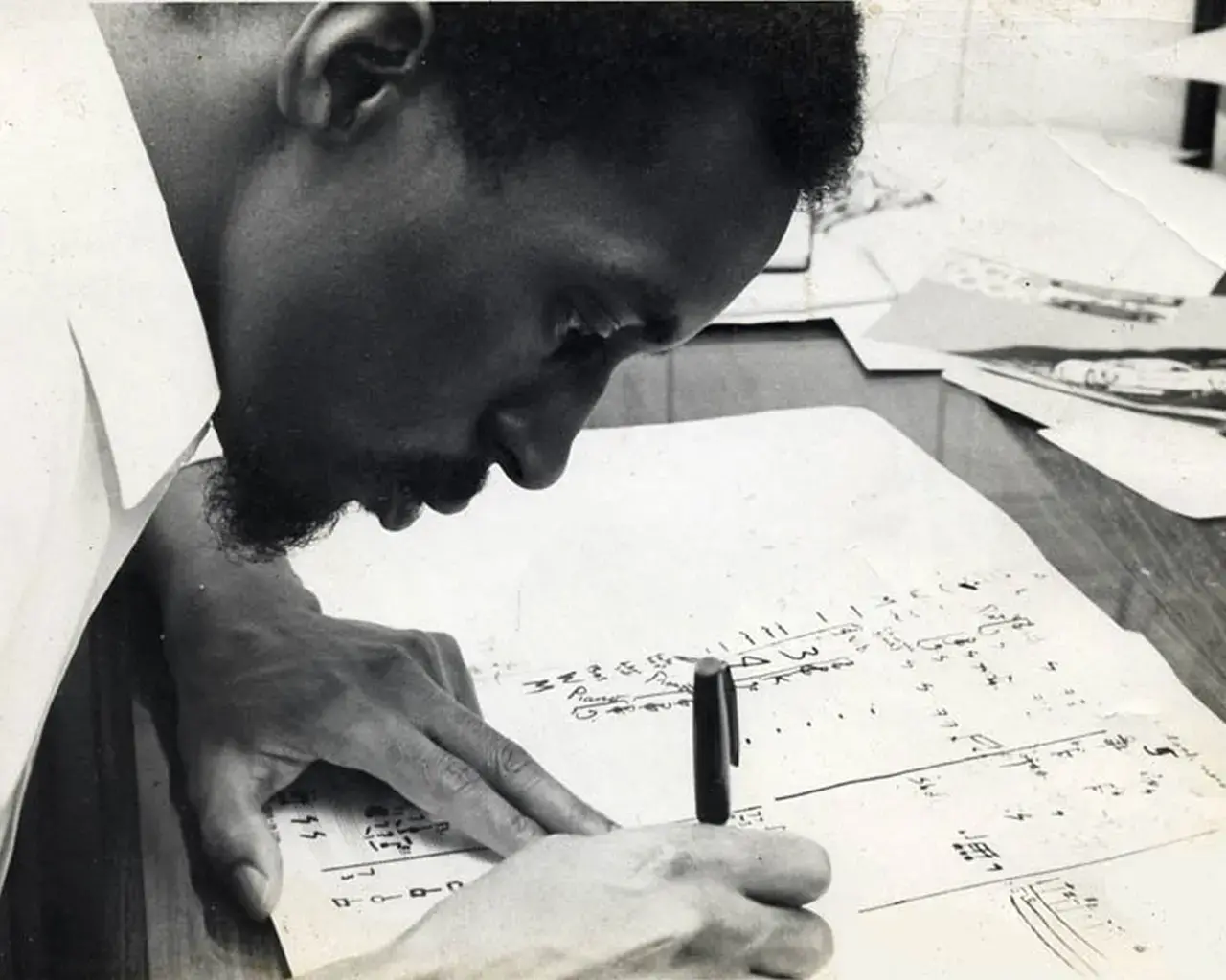 Julius Eastman composing. Photo by Donald Burkhardt. Courtesy of Bowerbird.