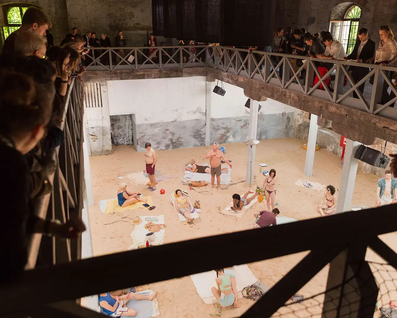 Sun &amp; Sea (Marina), opera-performance by Rugilė&nbsp;Barzdžiukaitė, Vaiva&nbsp;Grainytė, and Lina&nbsp;Lapelytė, La Biennale di Venezia, 2019. Photography by Andrej Vasilenko, courtesy of the artists.