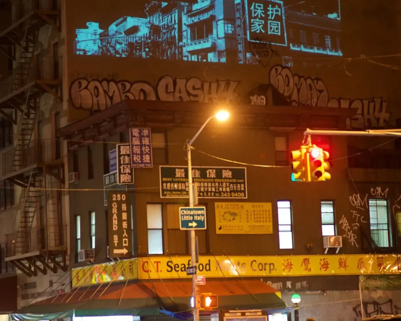Tomie Arai, Here to Stay, 2015, New York City Chinatown. Photo courtesy of Asian Arts Initiative.
