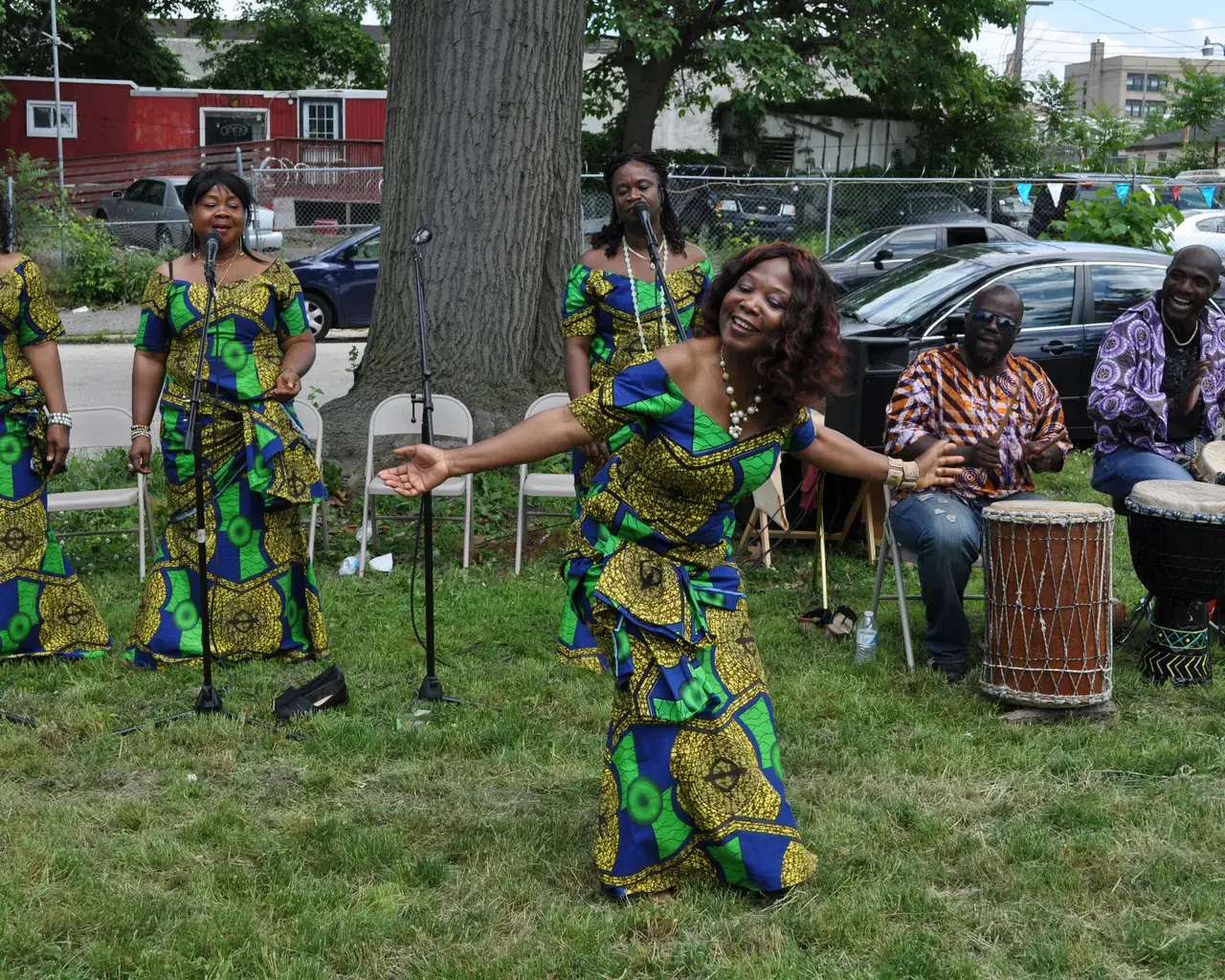 The Liberian Women&#39;s Chorus for Change at a pop-up concert. Blue Bell Triangle Park, Southwest Philadelphia, June 2014. Photo by Toni Shapiro-Phim.