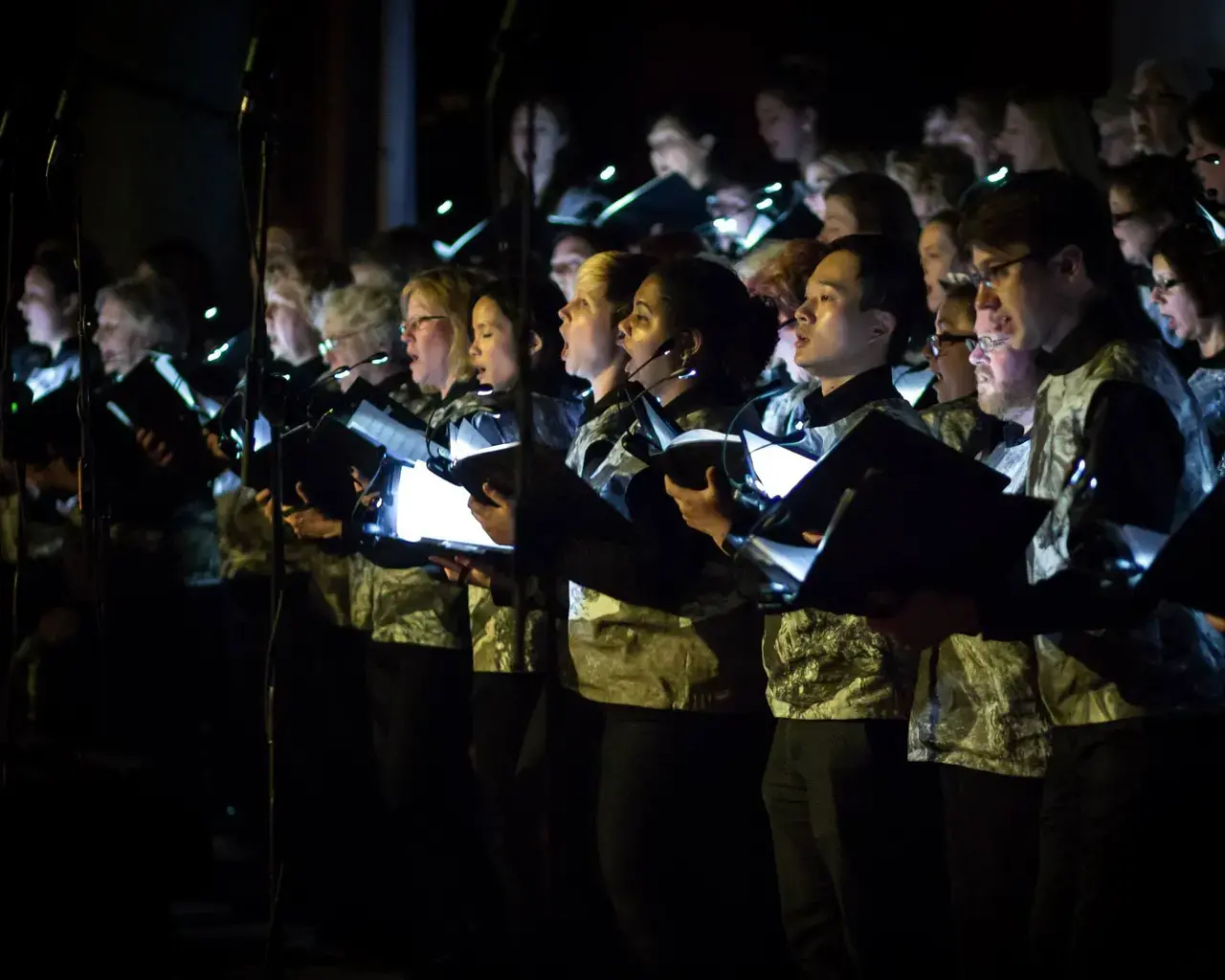 Mendelssohn Club of Philadelphia performing Julia Wolfe&#39;s Anthracite Fields at the Philadelphia Episcopal Cathedral. Photo by Derek Smythe.