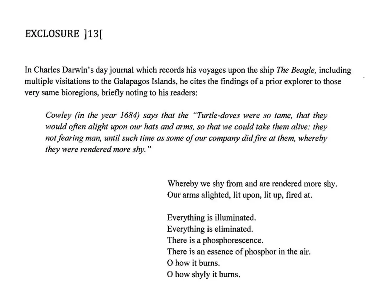 Excerpt from Emily Abendroth&#39;s EXCLOSURES 1&ndash;8&nbsp;(Albion Books, 2012).