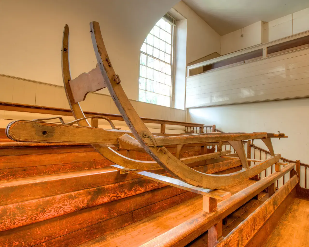 This funerary sled was used during the 18th and 19th centuries to move the deceased from a holding area to the burial site. Photo by Brian Kutner.