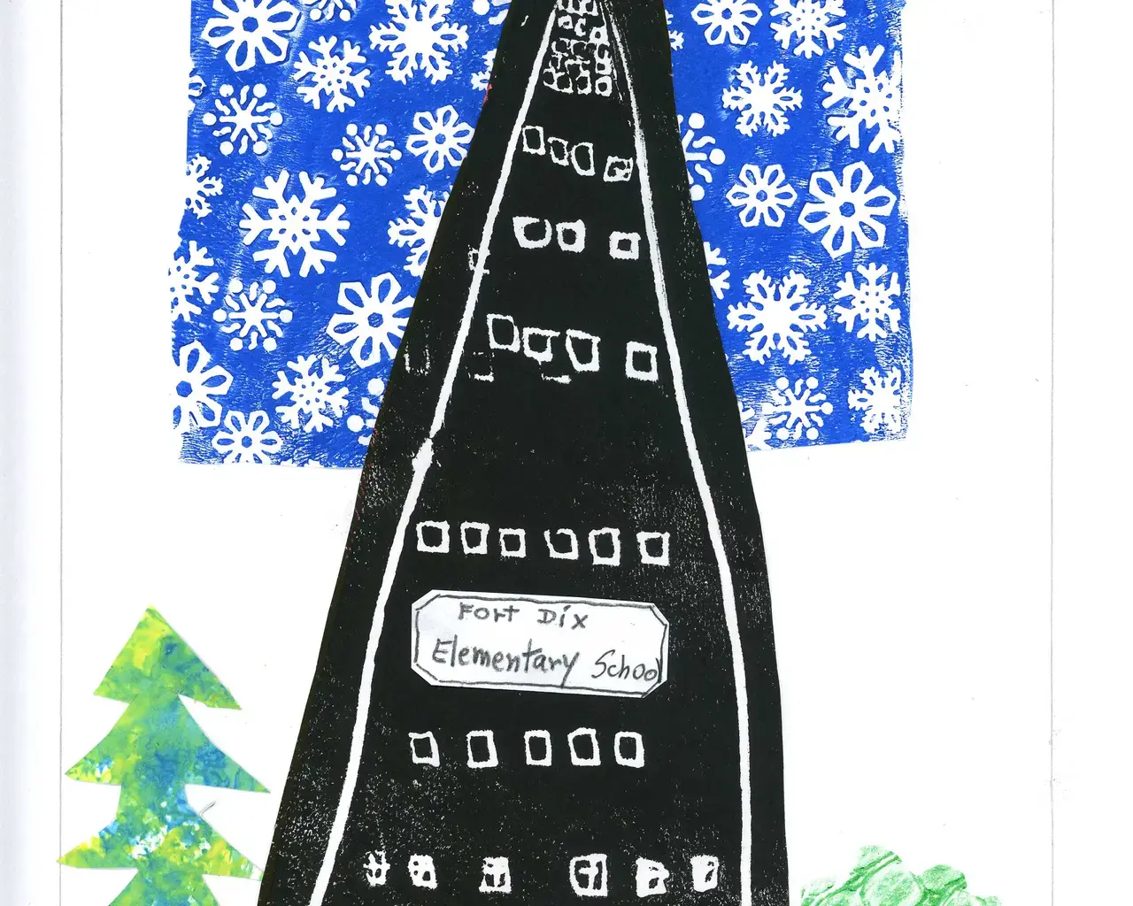 A print created by Noah Kolasinski in November 2012 when he was in third grade at Fort Dix Elementary School. Courtesy of Rosenbach Museum and Library.