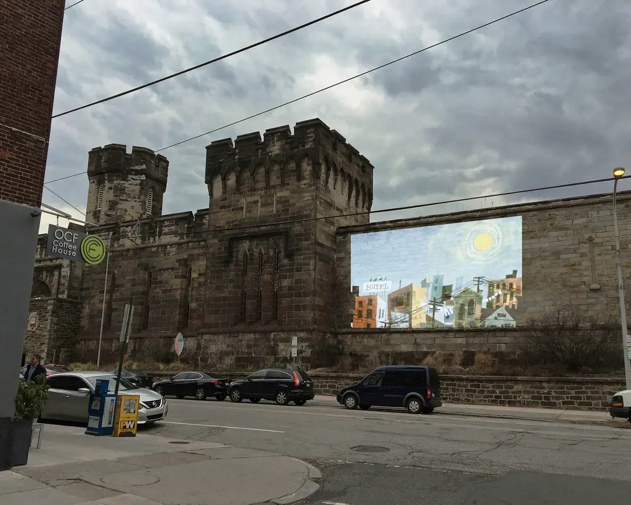 Digital composite of Eastern State Penitentiary&rsquo;s Hidden Lives, Illuminated, 2017. Photo courtesy of Greenhouse Media.