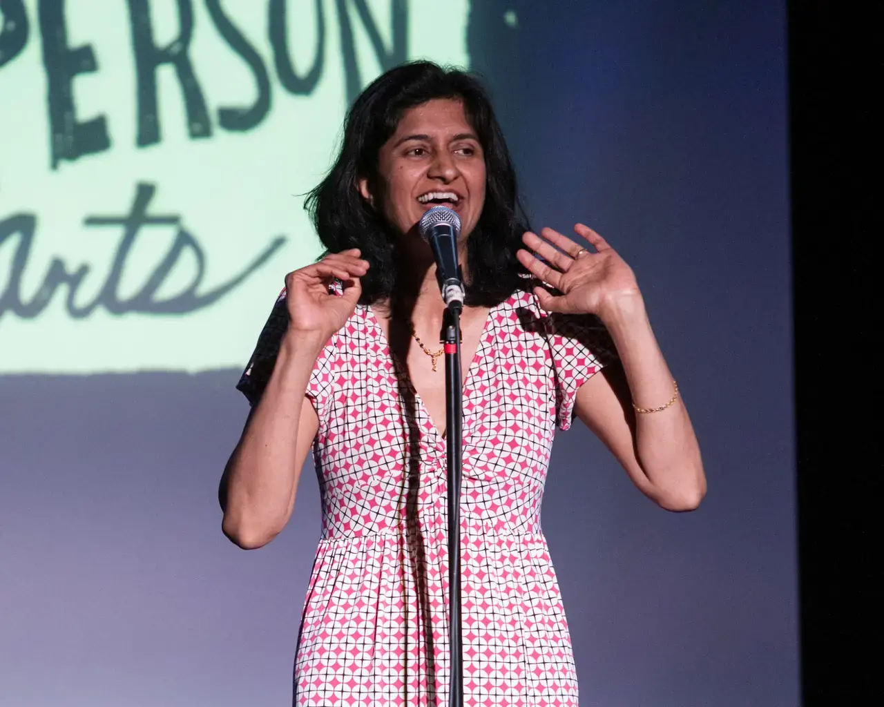 StorySlam winner Nimisha Ladva competes for the title of &quot;Best Storyteller in Philadelphia&quot; at the Season 10 Grand Slam. Photo by Jen Cleary.