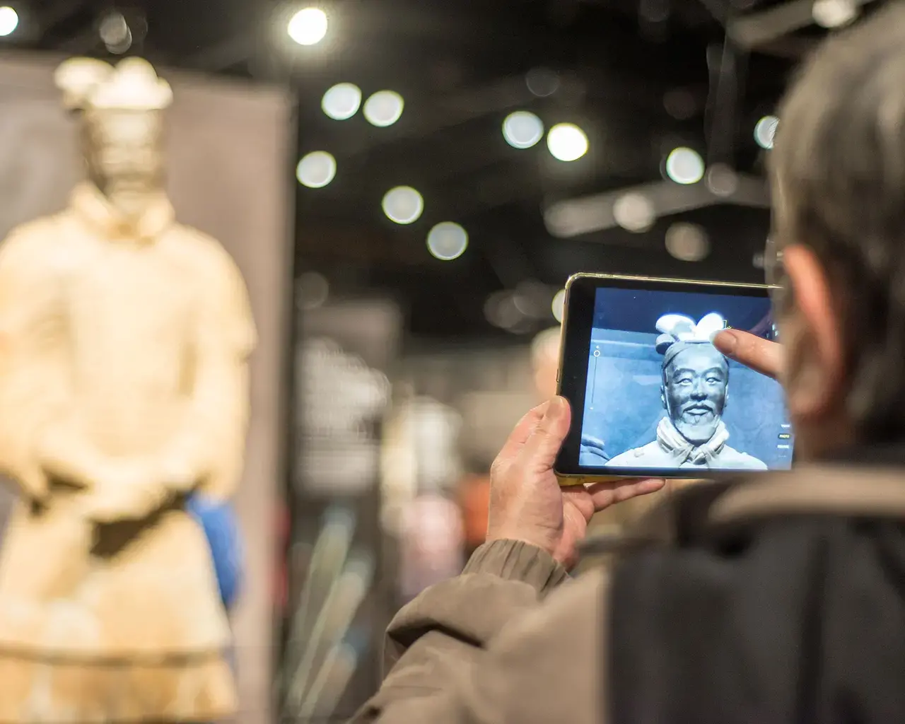 Terracotta Warriors of the First Emperor, The Franklin Institute, augmented reality demonstration. Photo courtesy of The Franklin Institute.
