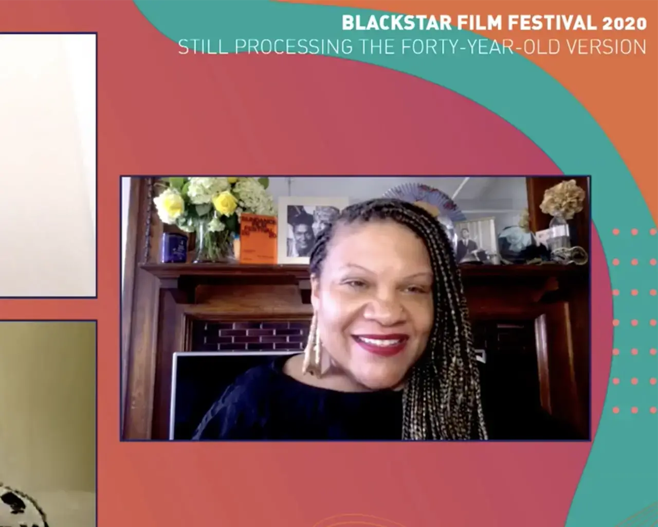 A screenshot from the virtual event "Still Processing The Forty-Year-Old Version" featuring Wesley Morris, Jenna Worthham, and Radha Blank during the 2020 Blackstar Film Festival.&nbsp;