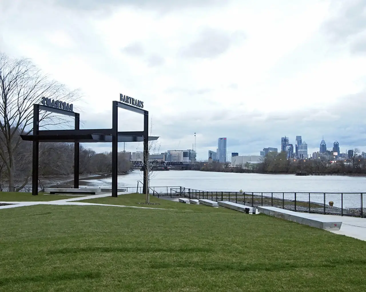 View of Center City Philadelphia and the Tidal Schuylkill River from the Bartram’s Mile Trail.&nbsp;Photo courtesy Bartram’s Garden.