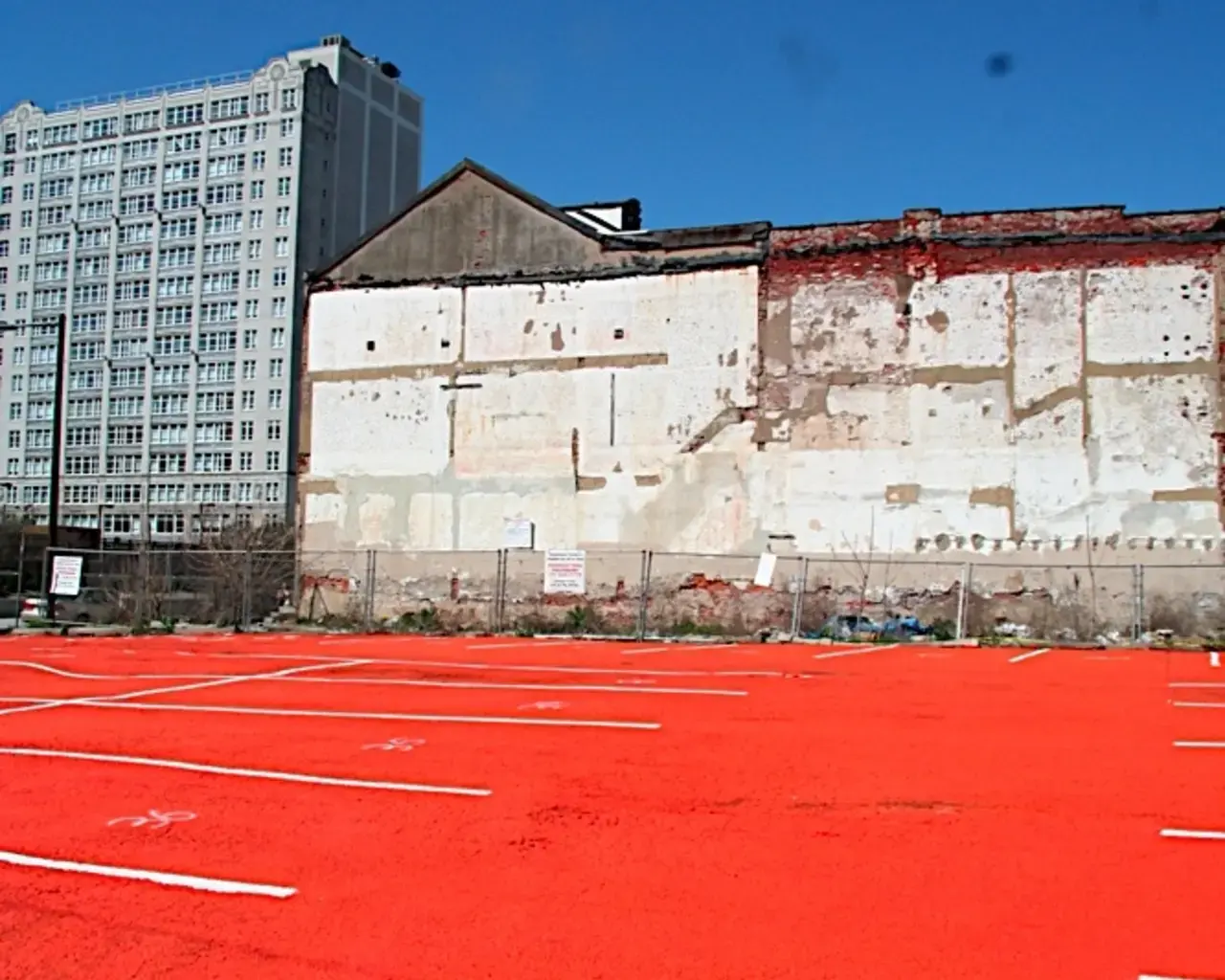 Hiroko Kikuchi and Jeremy Liu, Chinatown Orange, 2009. Site Specific public installation, paint, mixed media.