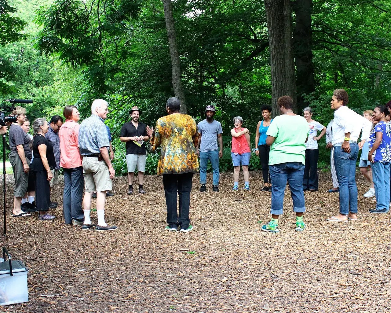 &ldquo;Pruning the Elephant&rdquo; workshop with Benjamin Volta. Photo by Jill Saul, courtesy of Historic Germantown.
