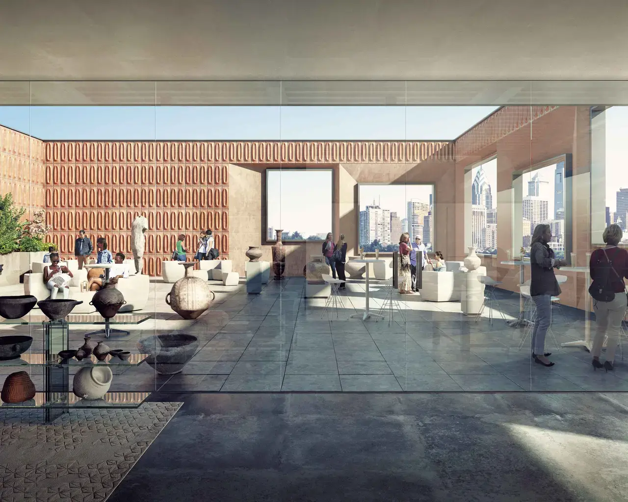 DIGSAU Architects digital rendering of The Roof Deck at The Clay Studio's new building, opening in November 2021.