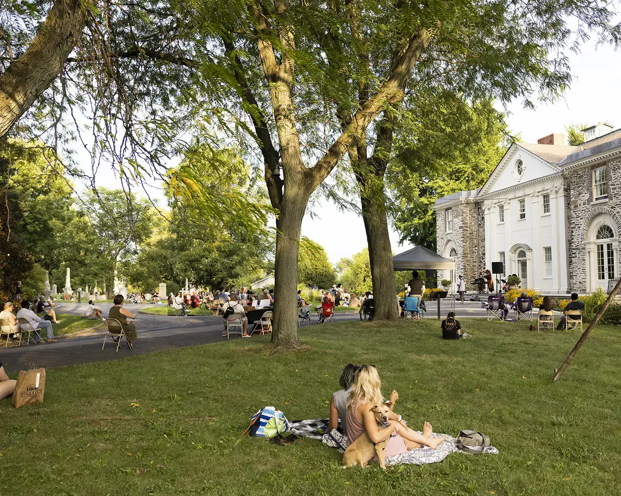 Ever Ensemble performs on the terrace of the Mansion at The Woodlands, photo by Ryan Collerd.