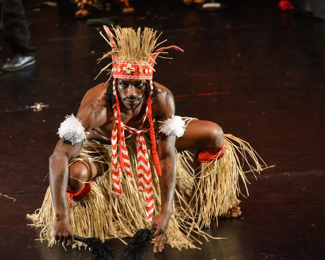 Kulu Mele, "Celebrating Senegal,"&nbsp;dancer/drummer Edward Smallwood performs a dance about the Balanta people. Photo by Jaci Downs.