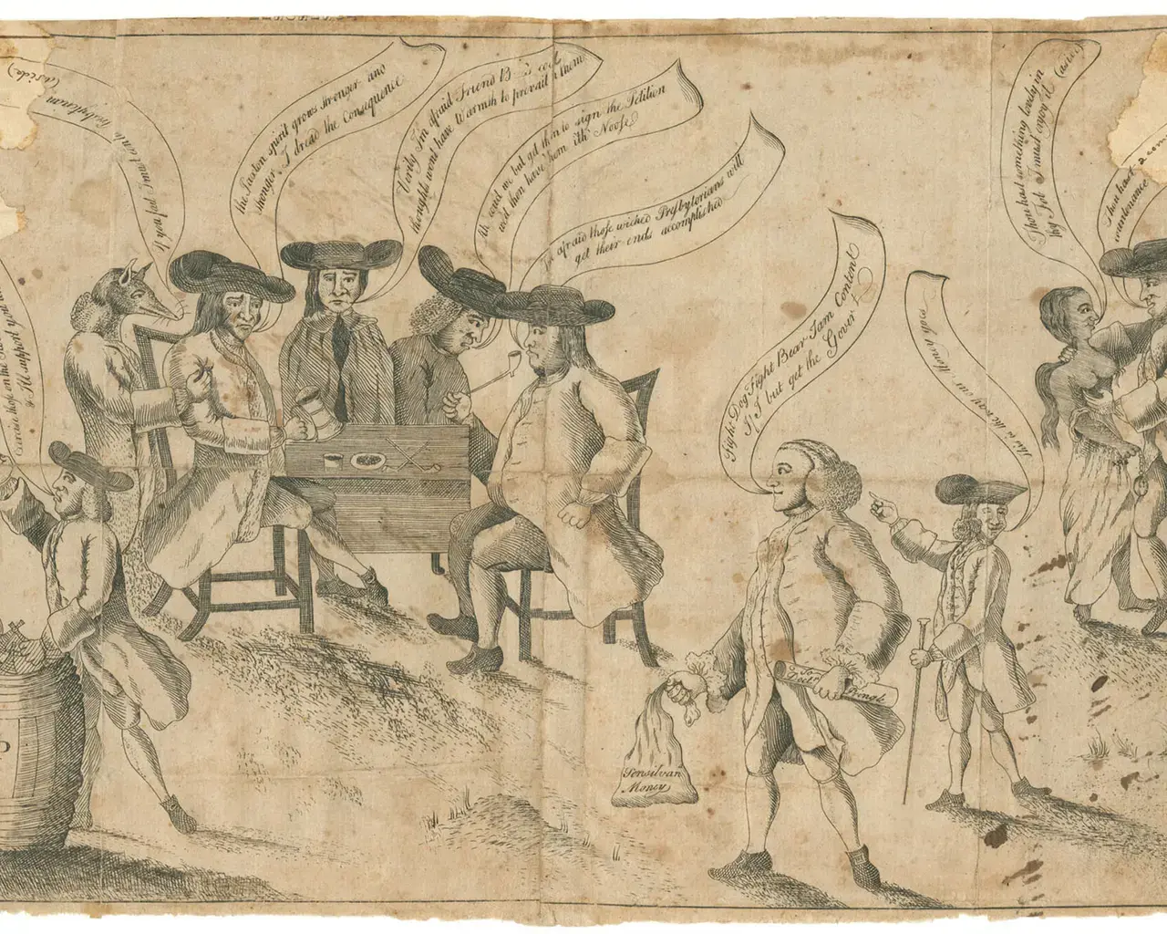 James Claypoole, Jr., "The Quakers and Franklin," 1764, etching, Philadelphia. Image courtesy of The Library Company of Philadelphia.