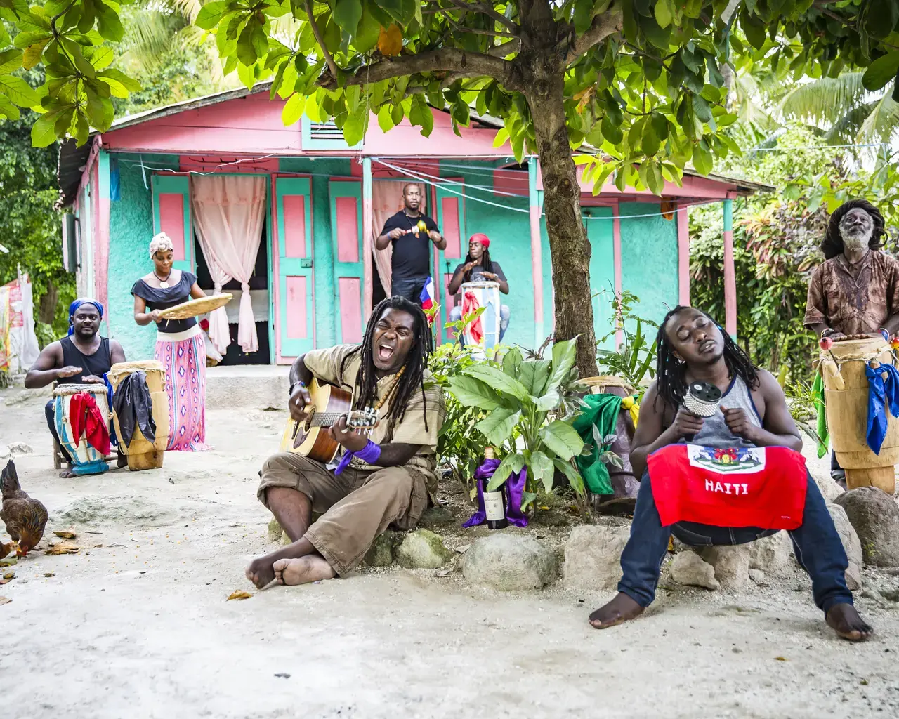 Haitian band Lakou Mizik, part of WXPN's&nbsp;Kanaval: Haitian Rhythms and the Music of New Orleans&nbsp;project. Photo by Maxence Bradley.