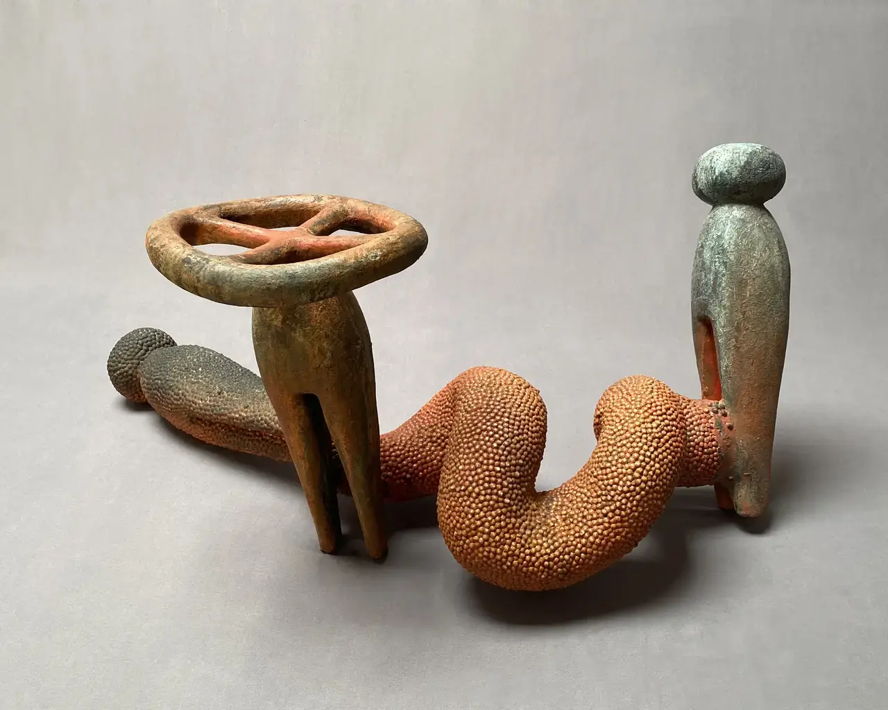 Pew Fellow Syd Carpenter, 3 Mother Pins on a Vine, 2021; Clay, mixed media, 18" x 37" x 26". Photo courtesy of the artist.&nbsp;